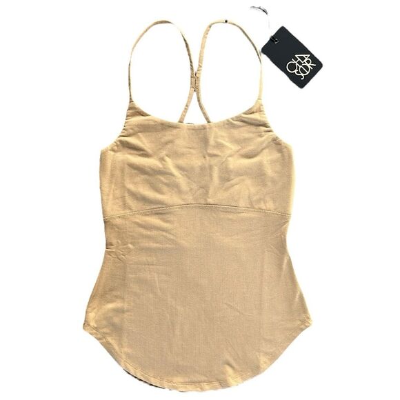 NWT Chaser Racerback Tank Top Keyhole Open Back Spaghetti Strap in Tan Small - Picture 1 of 8